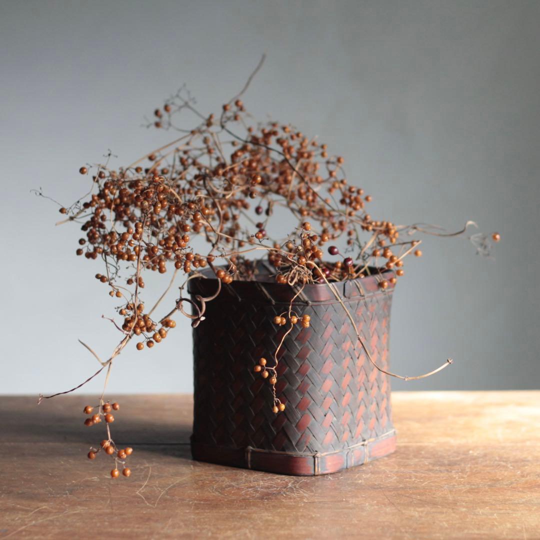 古い 竹編みの 籠 古道具 アンティーク 日本の古道具