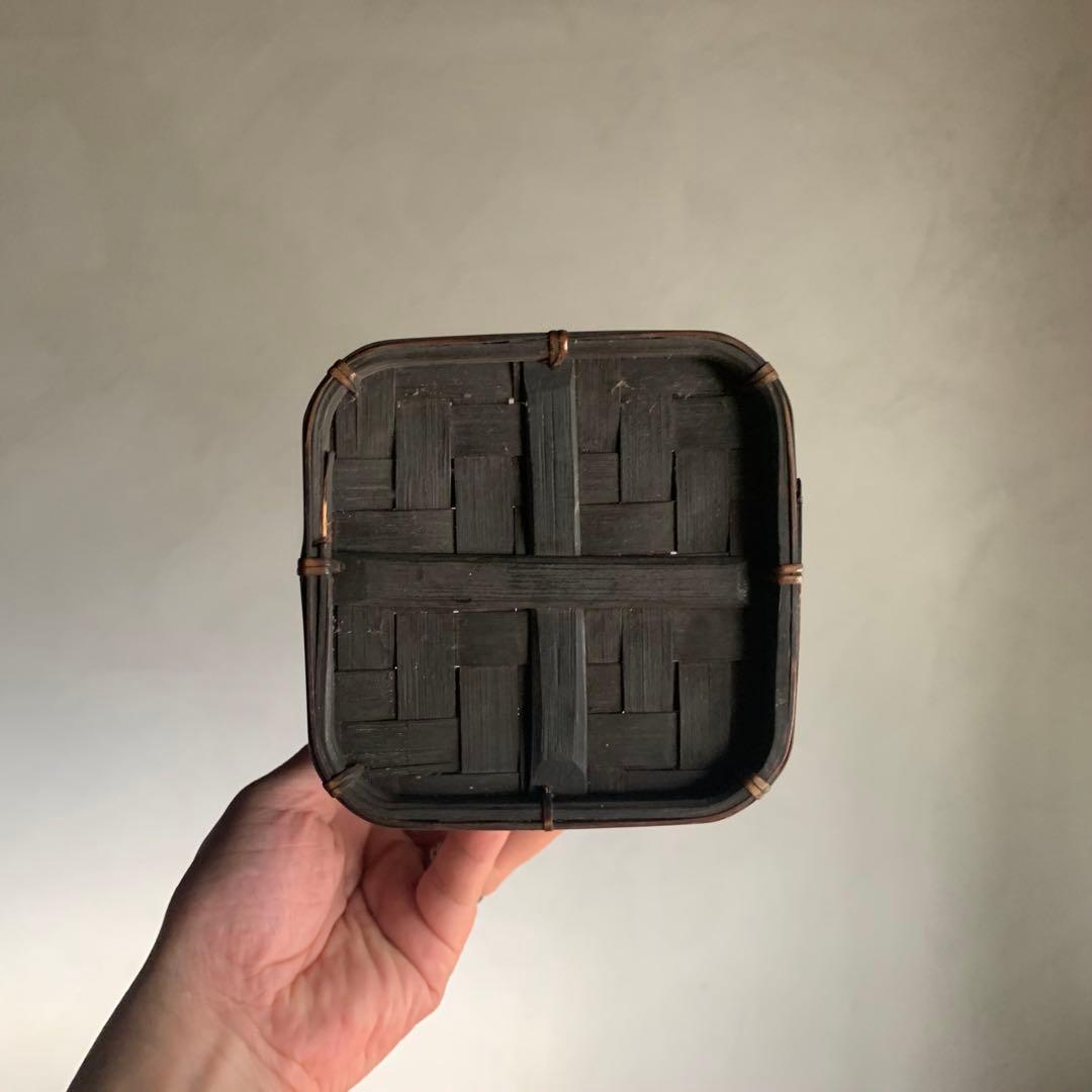 古い 竹編みの 籠 古道具 アンティーク 日本の古道具