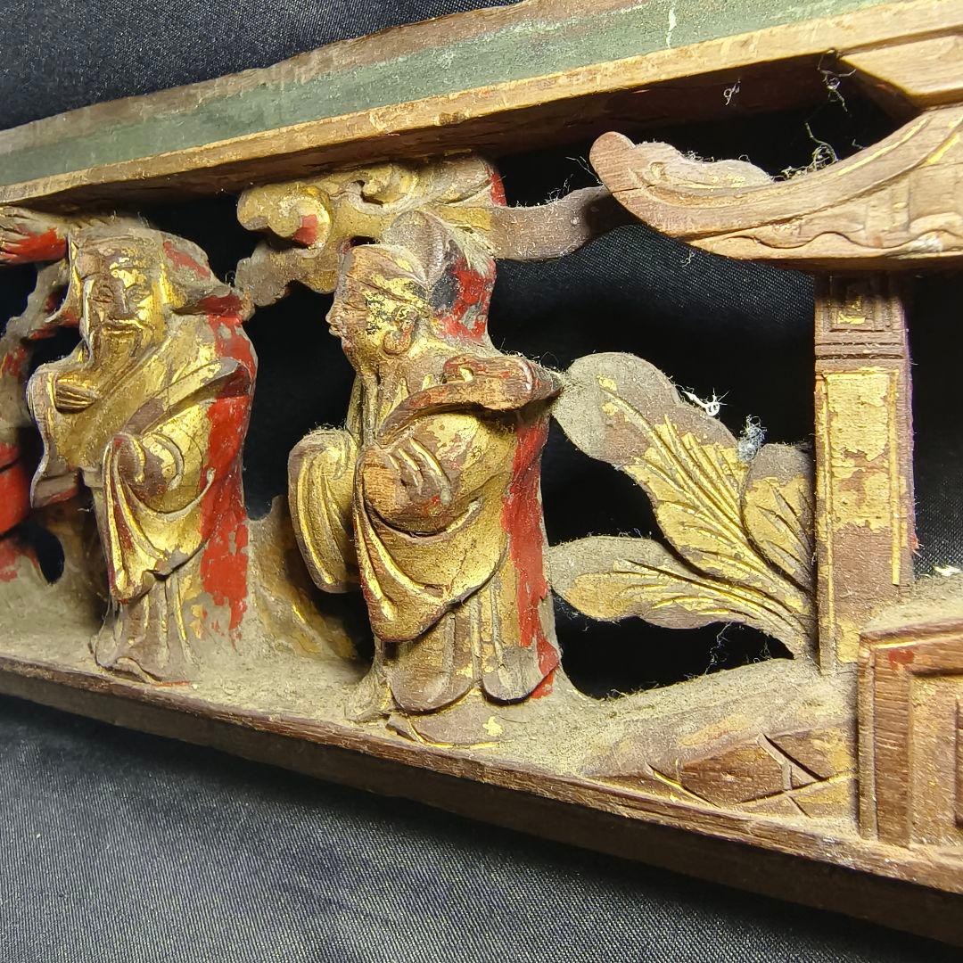中国清朝骨董 欄間 木彫人物文 古美術 時代物旧家蔵出 蒐集家放出 アンティーク