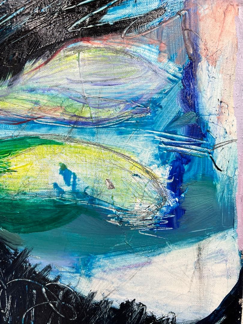 【F6号】2000Hz、真夏の夢 油絵 原画 oil paintingブルー