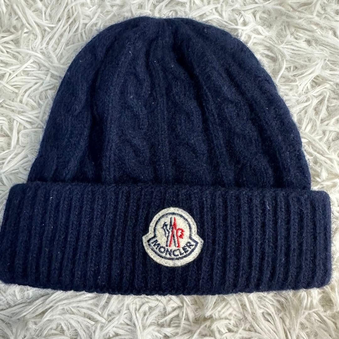 柴犬 様用正規品 MONCLER ネイビー ニット帽 ケーブル編み 大人もOK