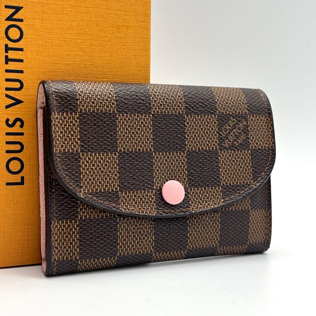 ルイヴィトン　ポルトモネロザリ　ダミエ　ローズバレリーヌ　折り財布