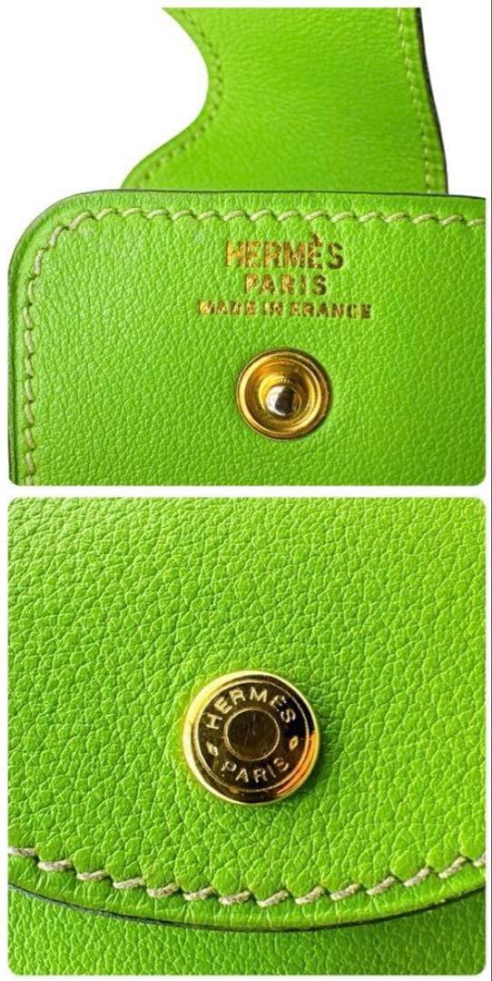 エルメス ペンケース マルチケース ポーチ 小物入れ □C刻印 レザー グリーン