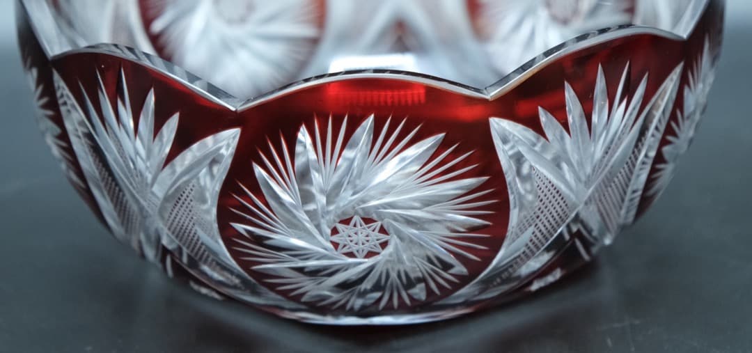 ガラス　鉢　江戸切子　伝統工芸　時代物　送料無料