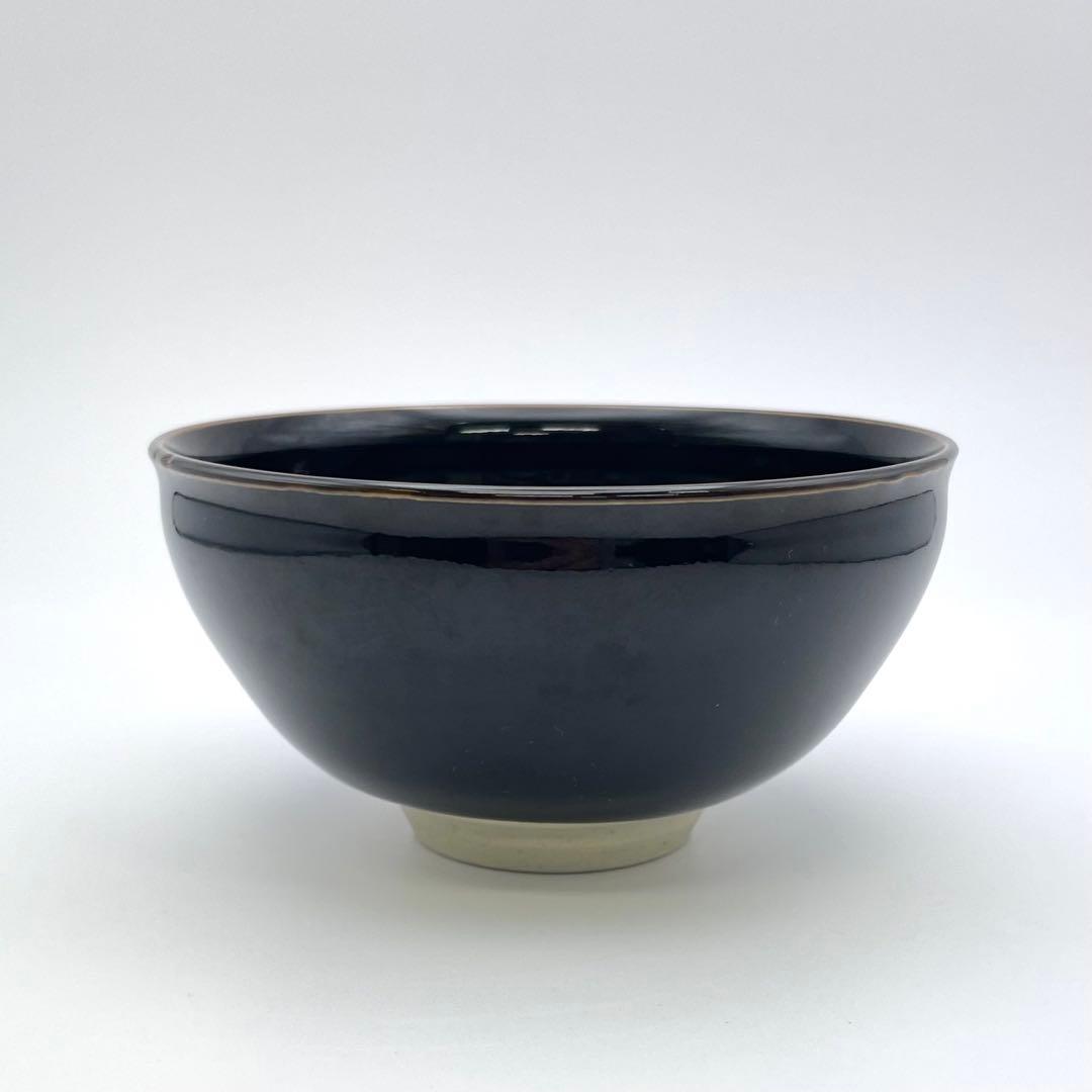 【S】萬二窯　萬二作 天目釉 抹茶碗 茶道具 茶碗 共箱入り