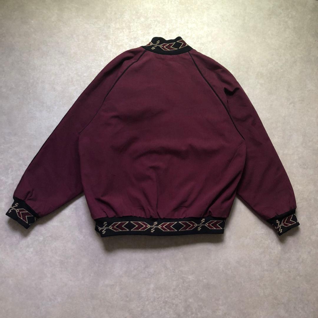 90sUSA製ネイティブ幾何学リブ切り替えダービージャケット型ブルゾンダック生地