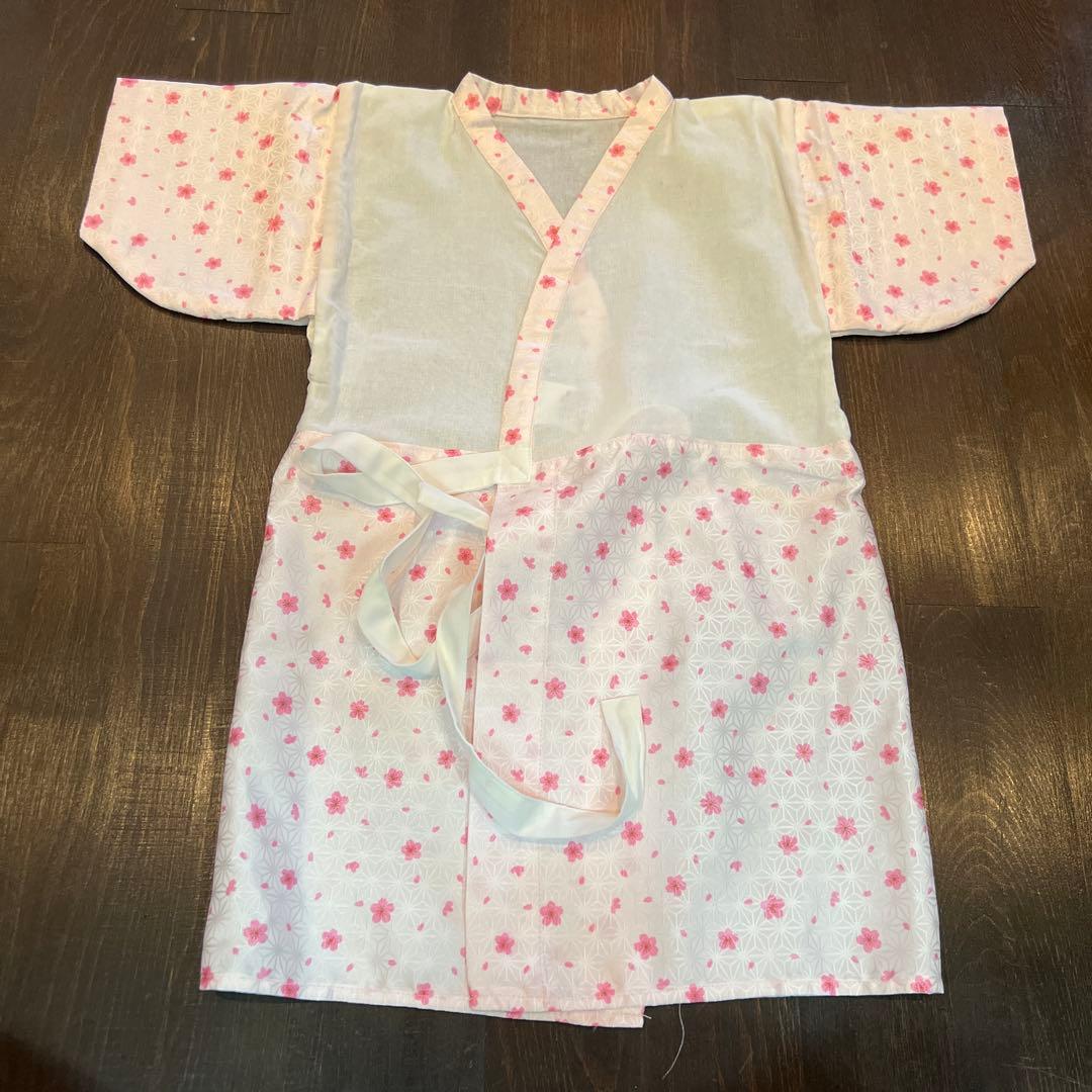 ラ*ン様 七五三 三歳 着物 被布 小物一式 フルセット 正絹 梅 鼓 肌襦袢付