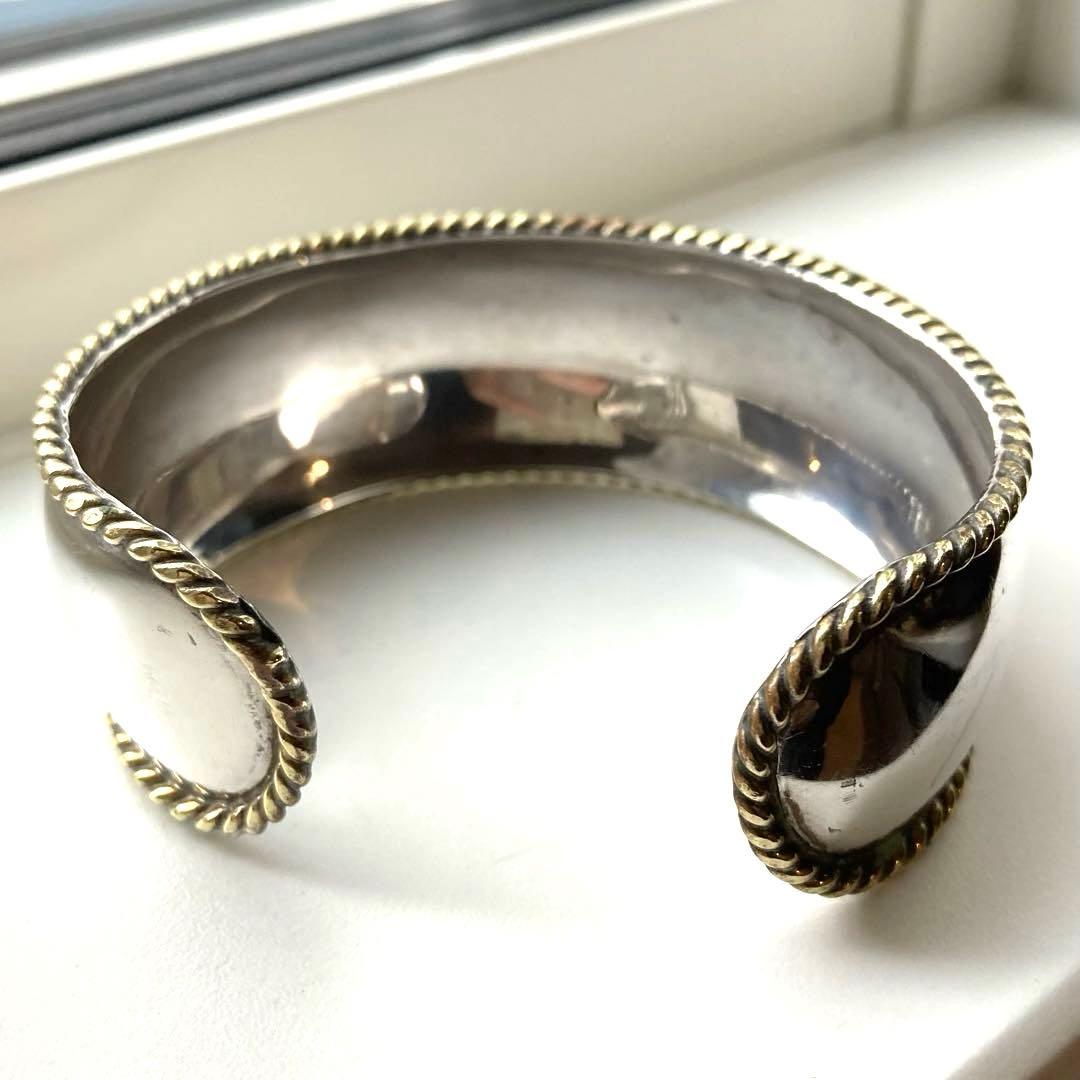 MEXICO カフ ワイドバングル シルバー925 真鍮コンビ ヴィンテージ