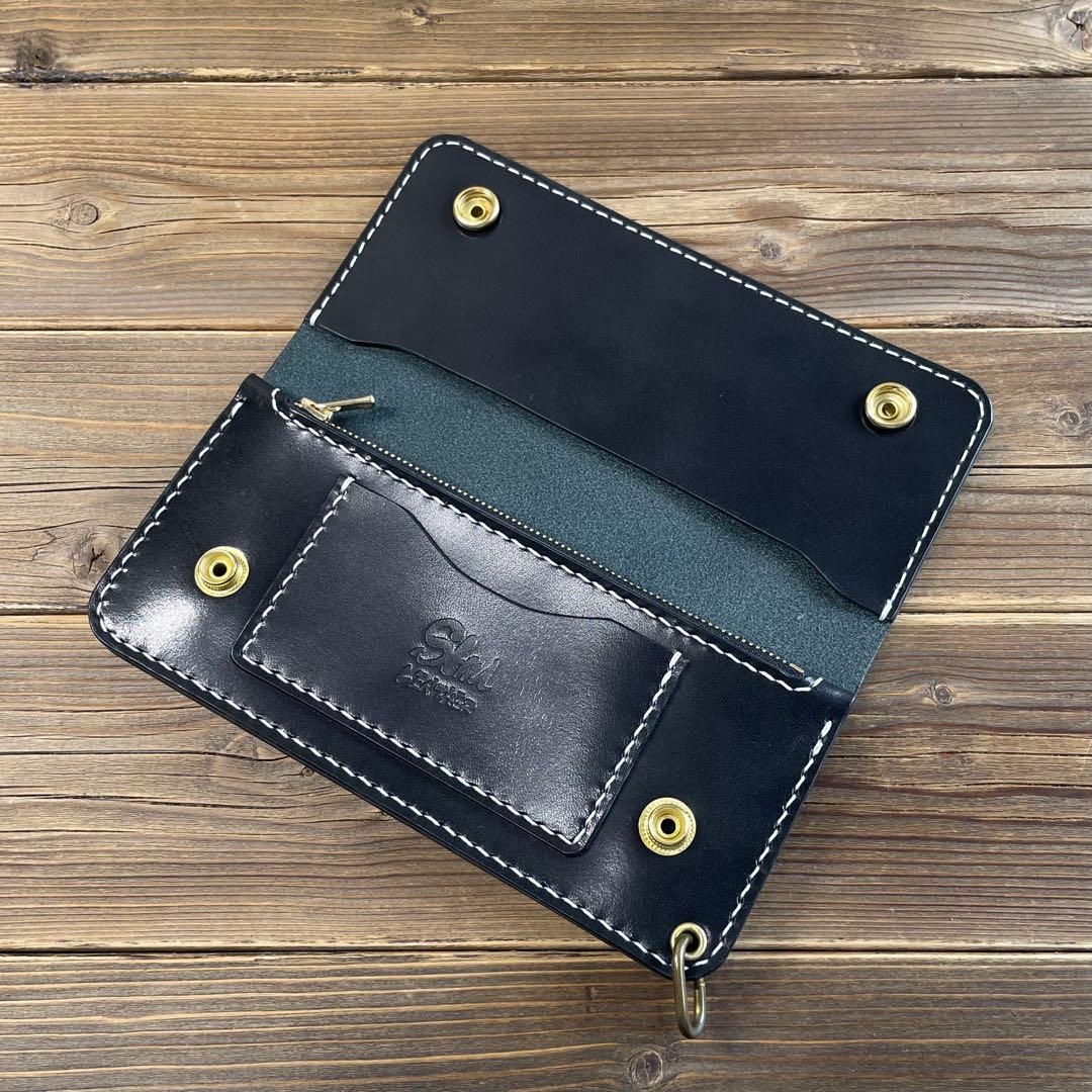 栃木レザー　トラッカーウォレット　長財布　手縫い