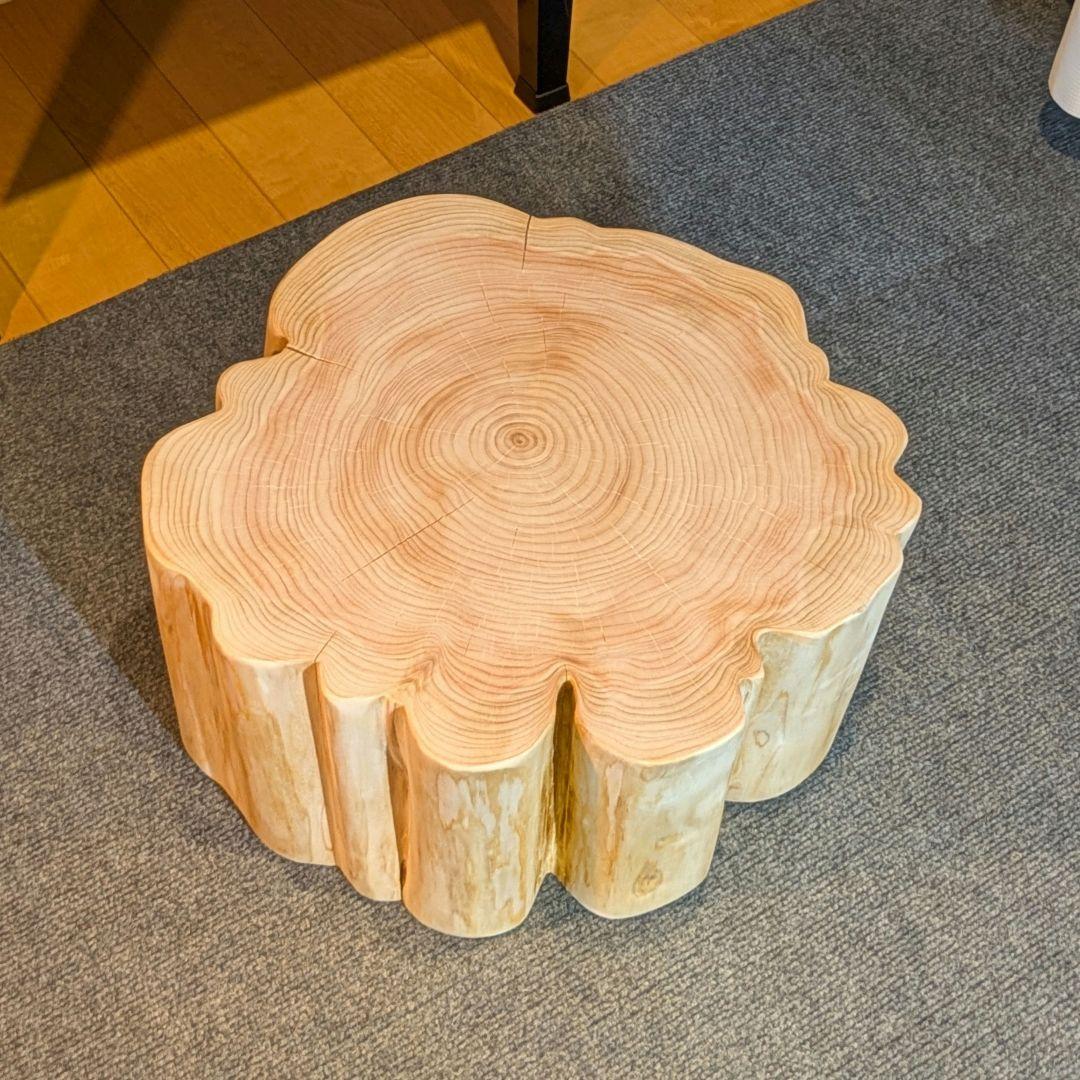 檜　切り株　丸太　椅子　スツール テーブル　高さ約21㎝