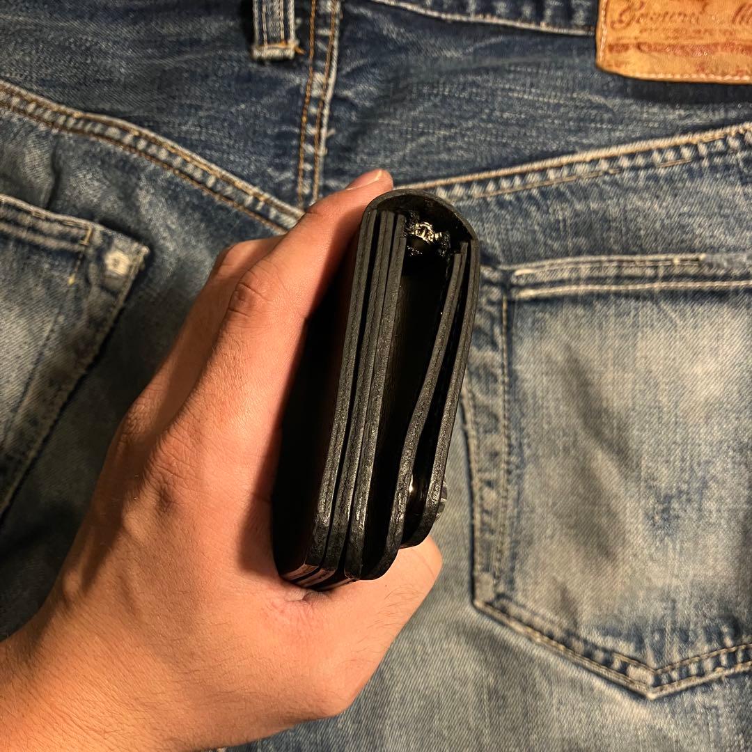 お札が折れない！ミドルトラッカーウォレット 3層 シルバー925 アポロコンチョ