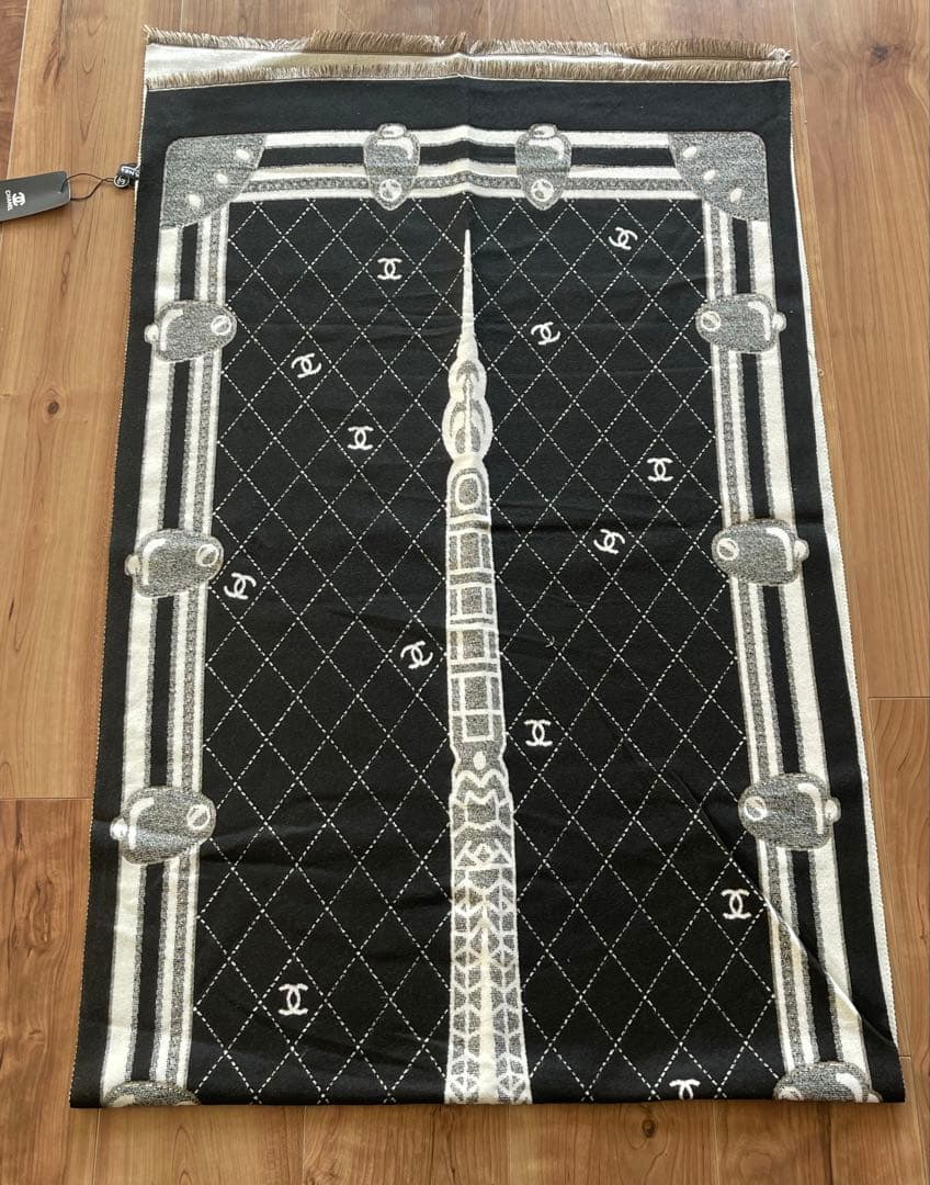 未使用 CHANEL エッフェル塔 ノベルティ マフラー ストール ブラック