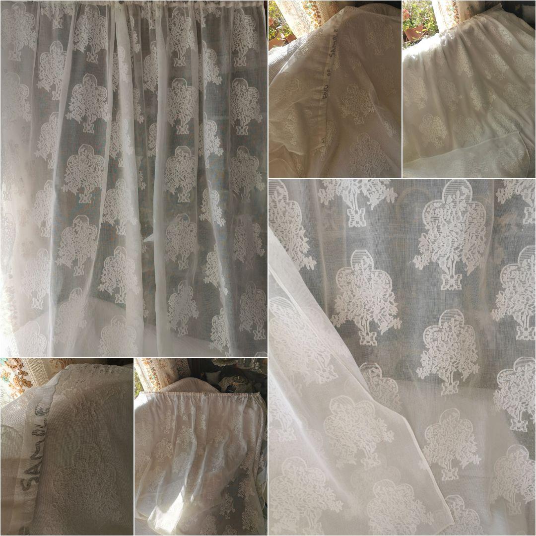 アンティーク 英国 マドラスレース 生命の樹と鳥 ノッティンガムカーテンパネル