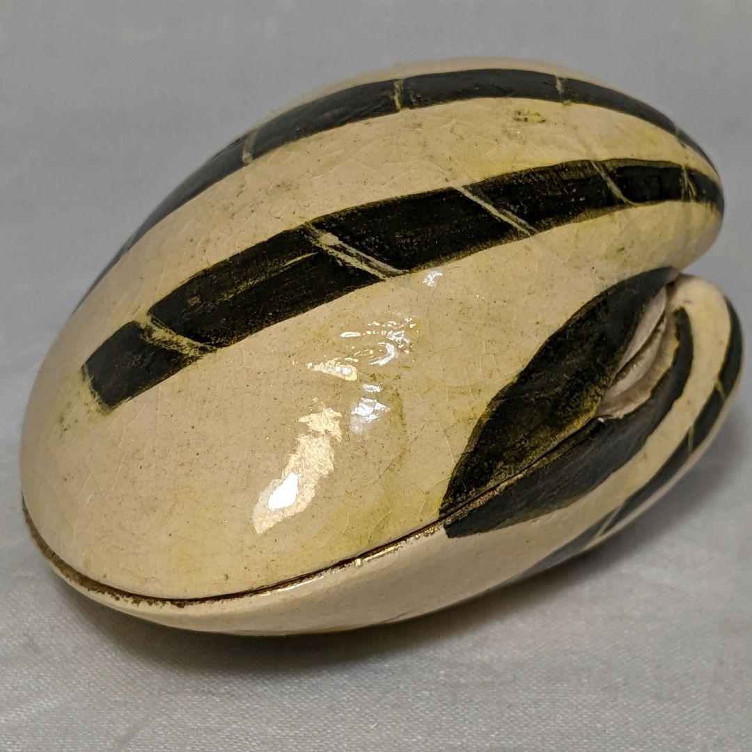 即中斎花押入り 田中波石 後楽園お庭焼 蛤香合 共箱 内金箔 茶道具 香道具