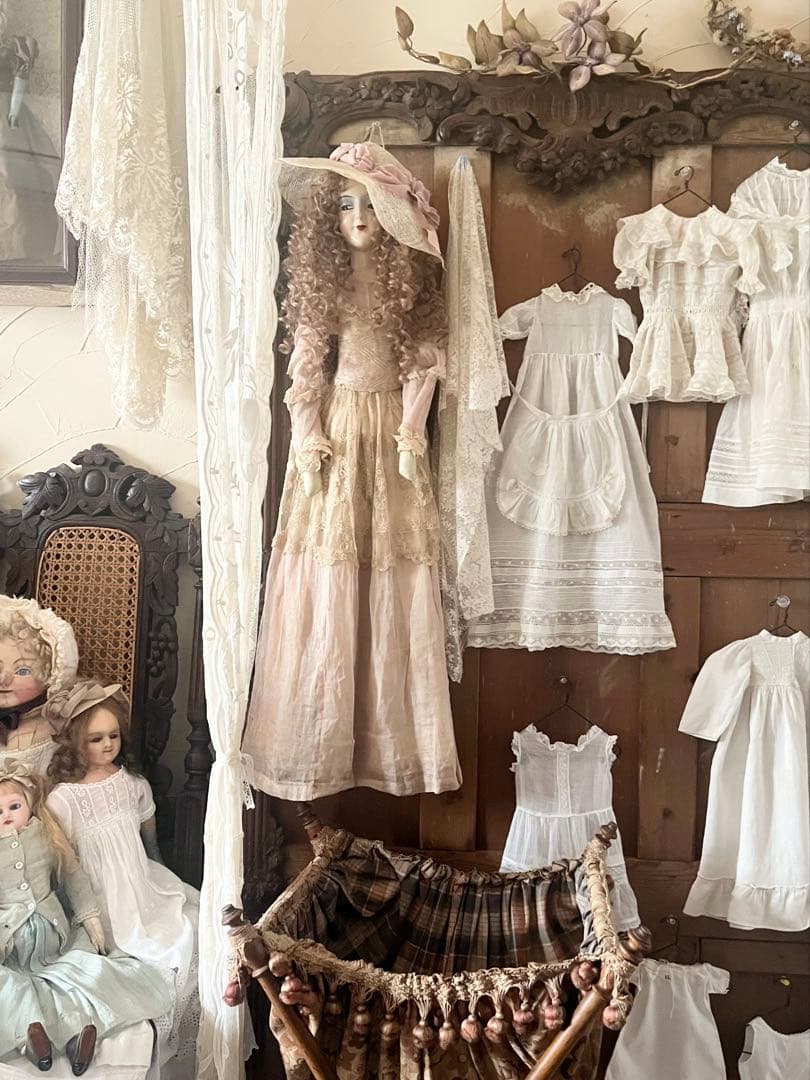 アンティークフランスフレンチヴィクトリアン ブドワールドール創作人形ビスクドール