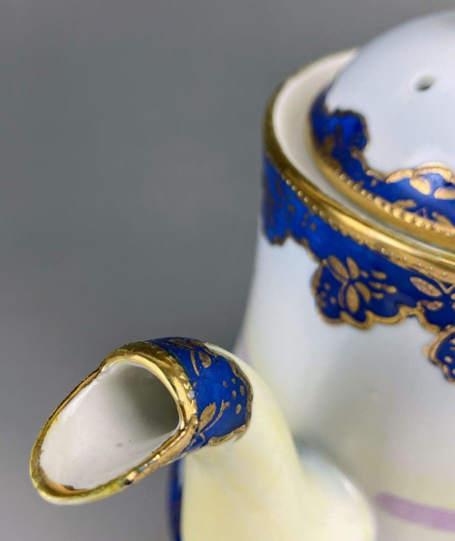 オールドニッポン カモメ 風景図 ティーポット アールヌーボー 金盛り