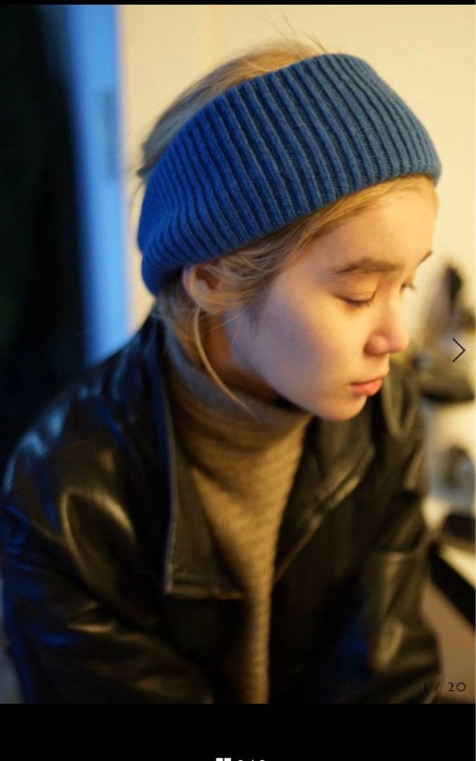 moontreeplanet ニットターバン　ブルー