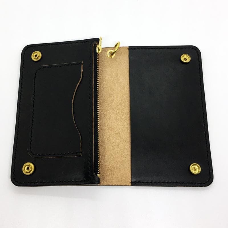 【本革】ミドルトラッカーウォレット 真鍮 ★シュガースカル&フラワー★ レザー