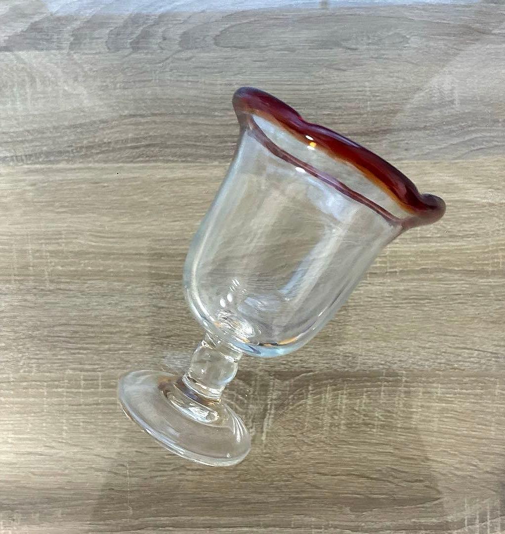 骨董　時代ガラス　ゆらゆら　花フチリップ　氷コップ　ウラン