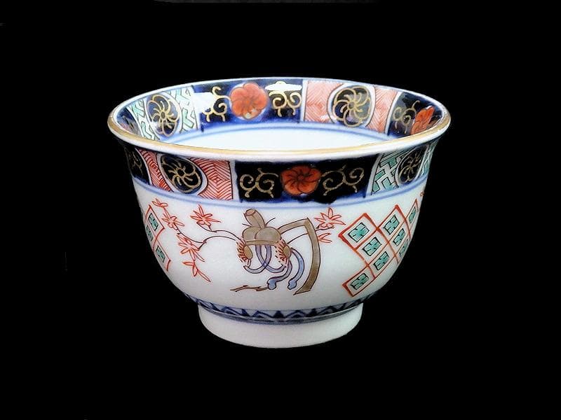 古伊万里　金襴手　烏帽子に紅葉の図　向付　４客　E203AS-BWg