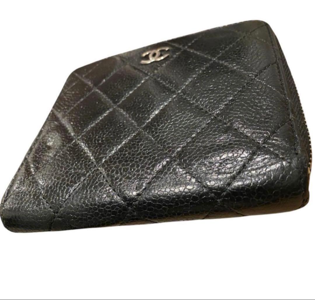 【極美品】CHANEL キャビアスキン　マトラッセ　ウォレット　ココマーク　財布