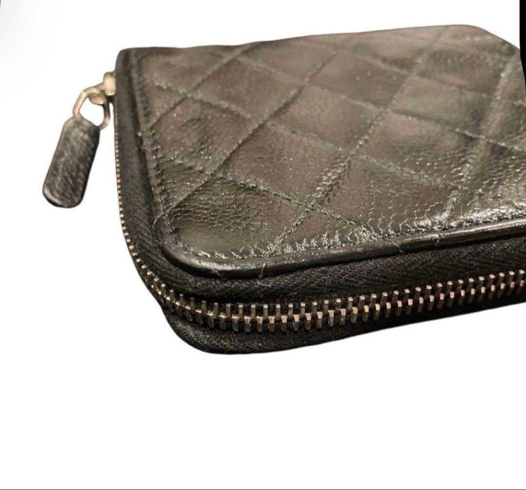 【極美品】CHANEL キャビアスキン　マトラッセ　ウォレット　ココマーク　財布