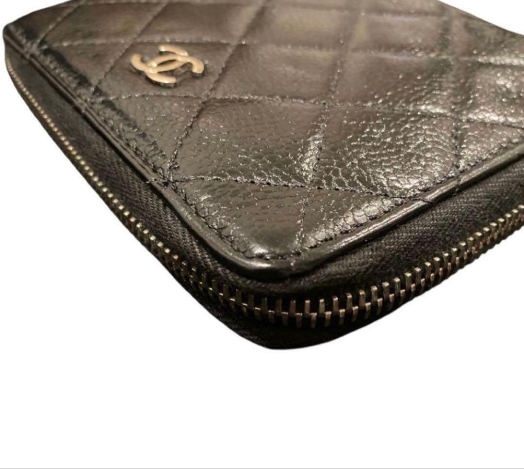 【極美品】CHANEL キャビアスキン　マトラッセ　ウォレット　ココマーク　財布