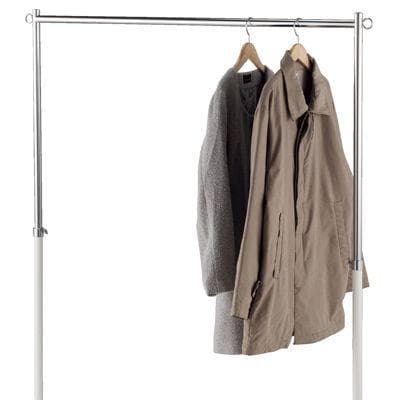 新品■2段ハンガーラック重量1段両用120cm白色高さ変更可能キャスター付業務用