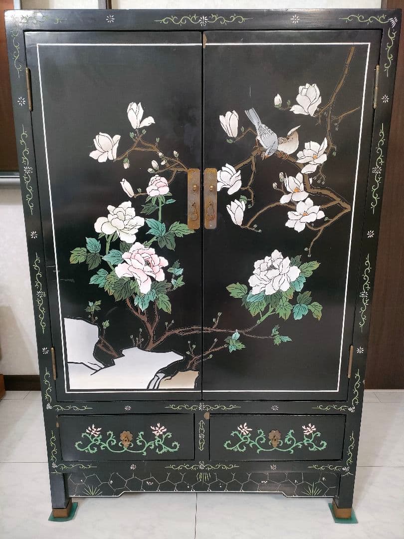 【TI様用】　中国家具 キャビネット 中国古玩 アンティーク家具 花鳥図