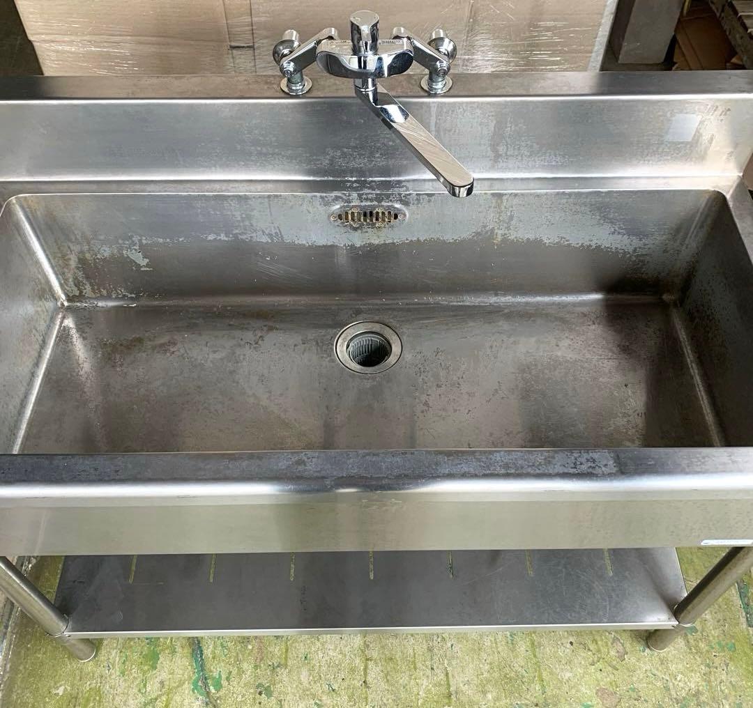 サンウェーブ 業務用ステンレス製1槽式シンク P-1S-126 水栓付き