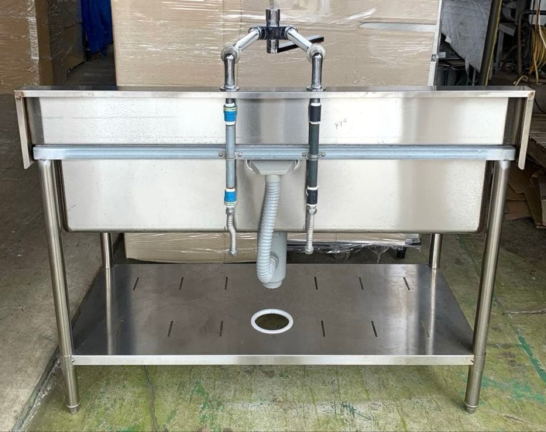 サンウェーブ 業務用ステンレス製1槽式シンク P-1S-126 水栓付き