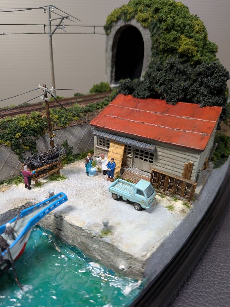 No.60鉄道Nゲージジオラマ車両、漁船、車他付き