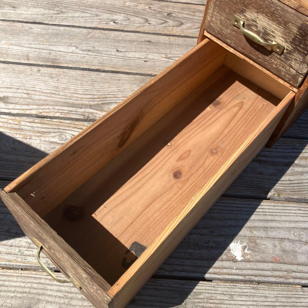 昭和レトロ アンティーク 古家具 道具箱 木製チェスト 2段 ミニ箪笥 タンス
