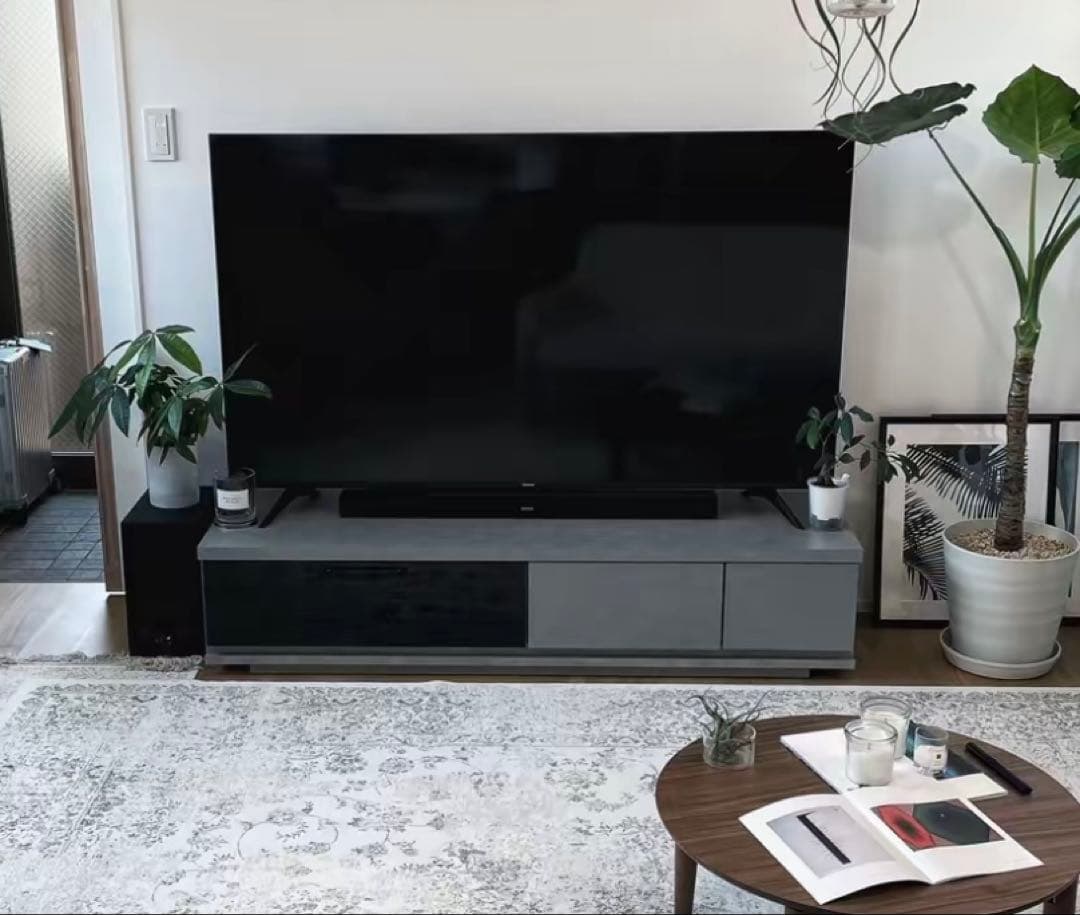 テレビ台 幅150cm 国産 収納 稼働棚 北欧ロータイプ　セラミックグレー