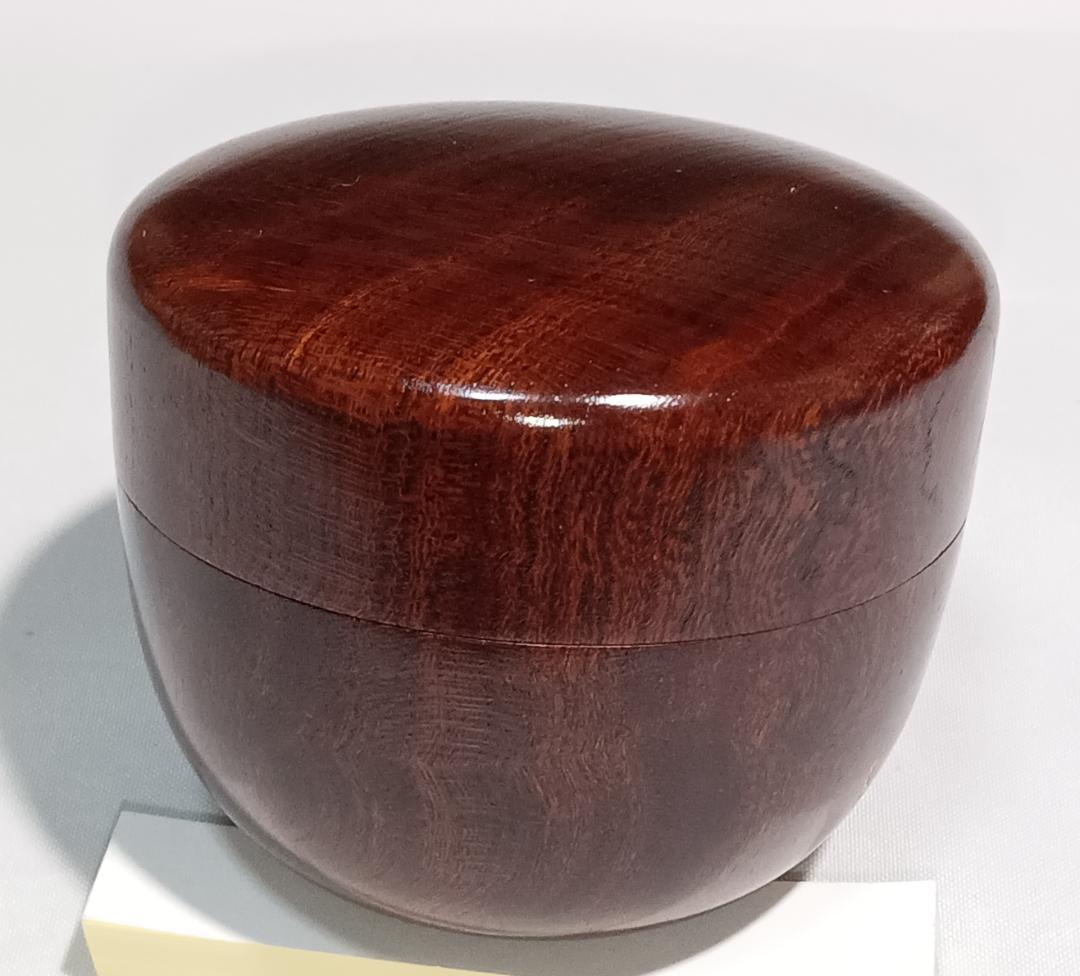 茶道具　木地師　和田海山作　欅拭漆塗杢目沈金加工平棗　超美品！！