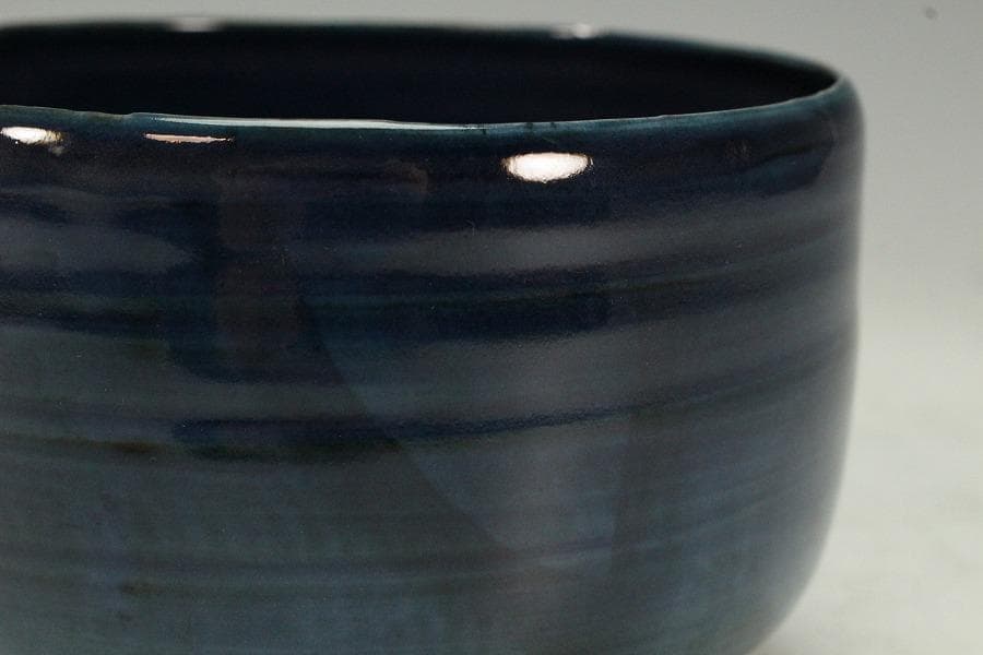 加藤巖作 藍彩茶碗 煎茶 美品 共箱(K-YC429)