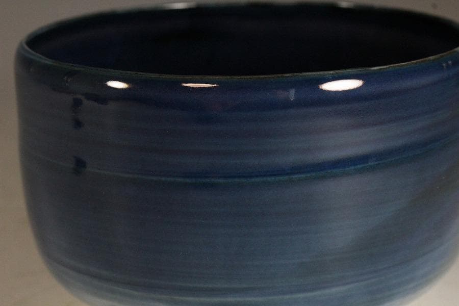 加藤巖作 藍彩茶碗 煎茶 美品 共箱(K-YC429)