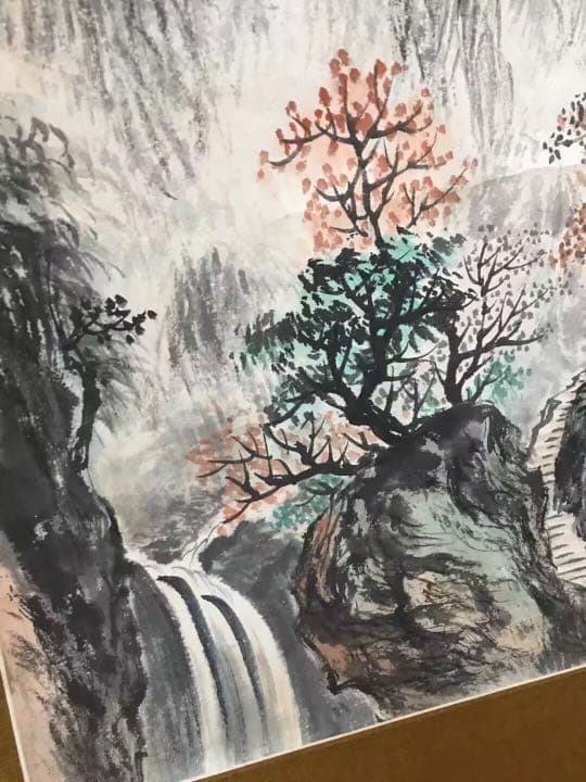 中国美術 紙本 山水画 掛軸