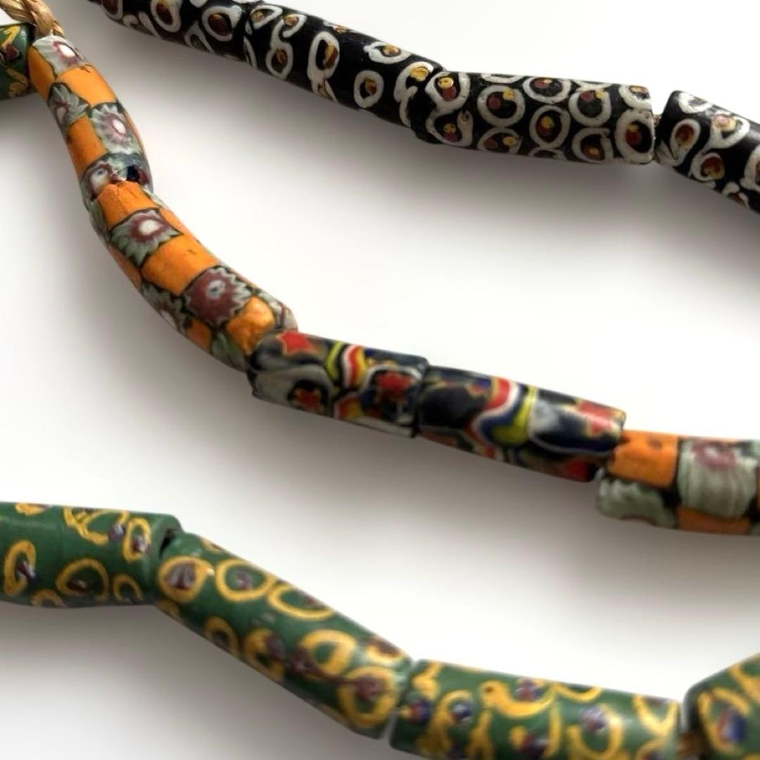 トレードビーズ　アフリカ　希少　レア　貴重　グリーン　ブラック　オレンジ