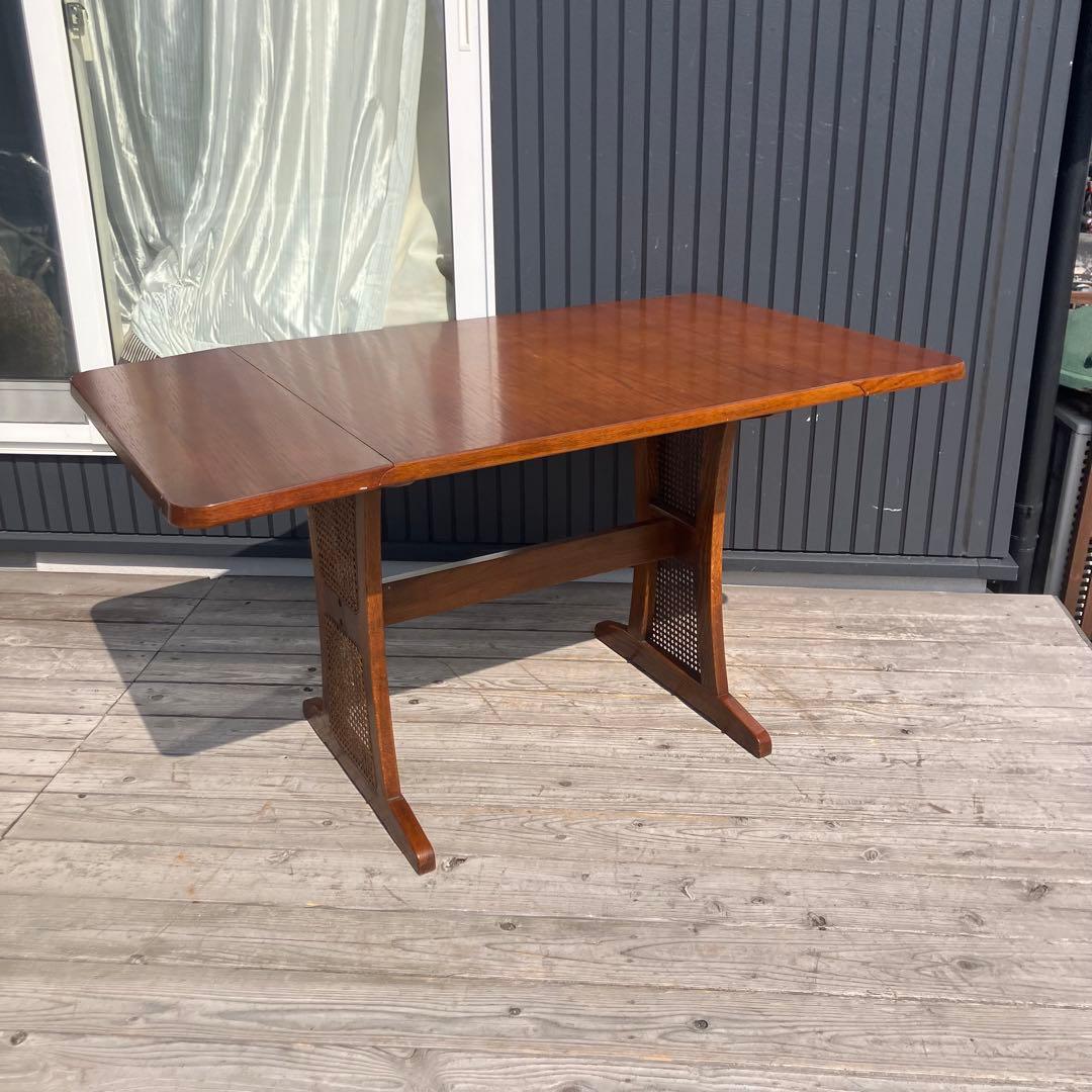 北欧レトロ 木製エクステンションテーブル 伸縮式ダイニングテーブル 古家具