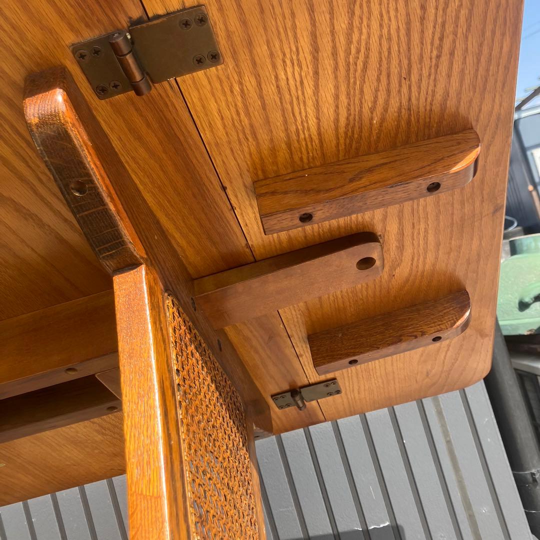 北欧レトロ 木製エクステンションテーブル 伸縮式ダイニングテーブル 古家具