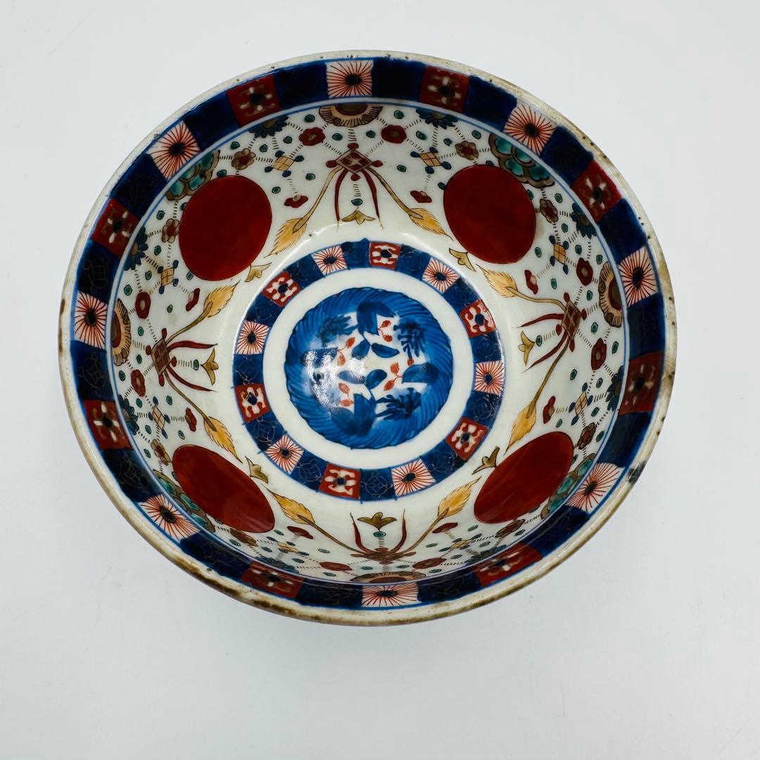 【伊万里焼　赤玉瓔珞紋　鉢　絵付け】骨董　アンティーク　インテリア