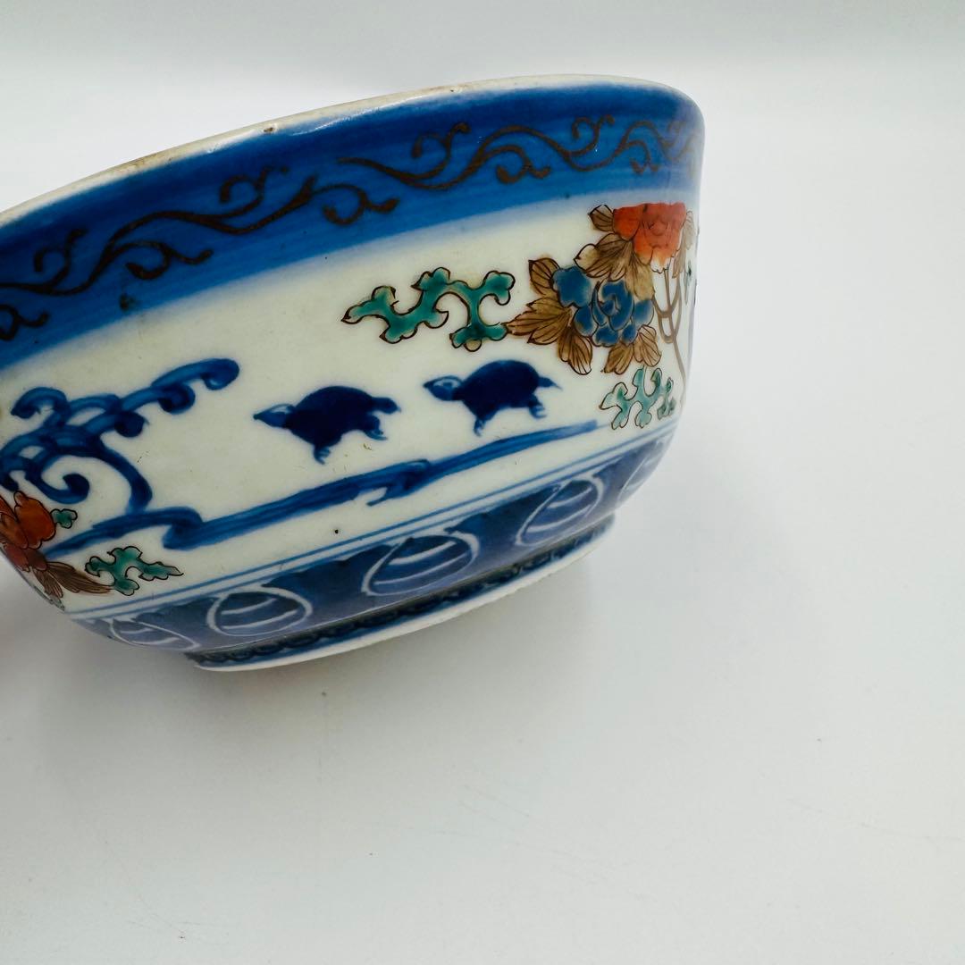 【伊万里焼　赤玉瓔珞紋　鉢　絵付け】骨董　アンティーク　インテリア