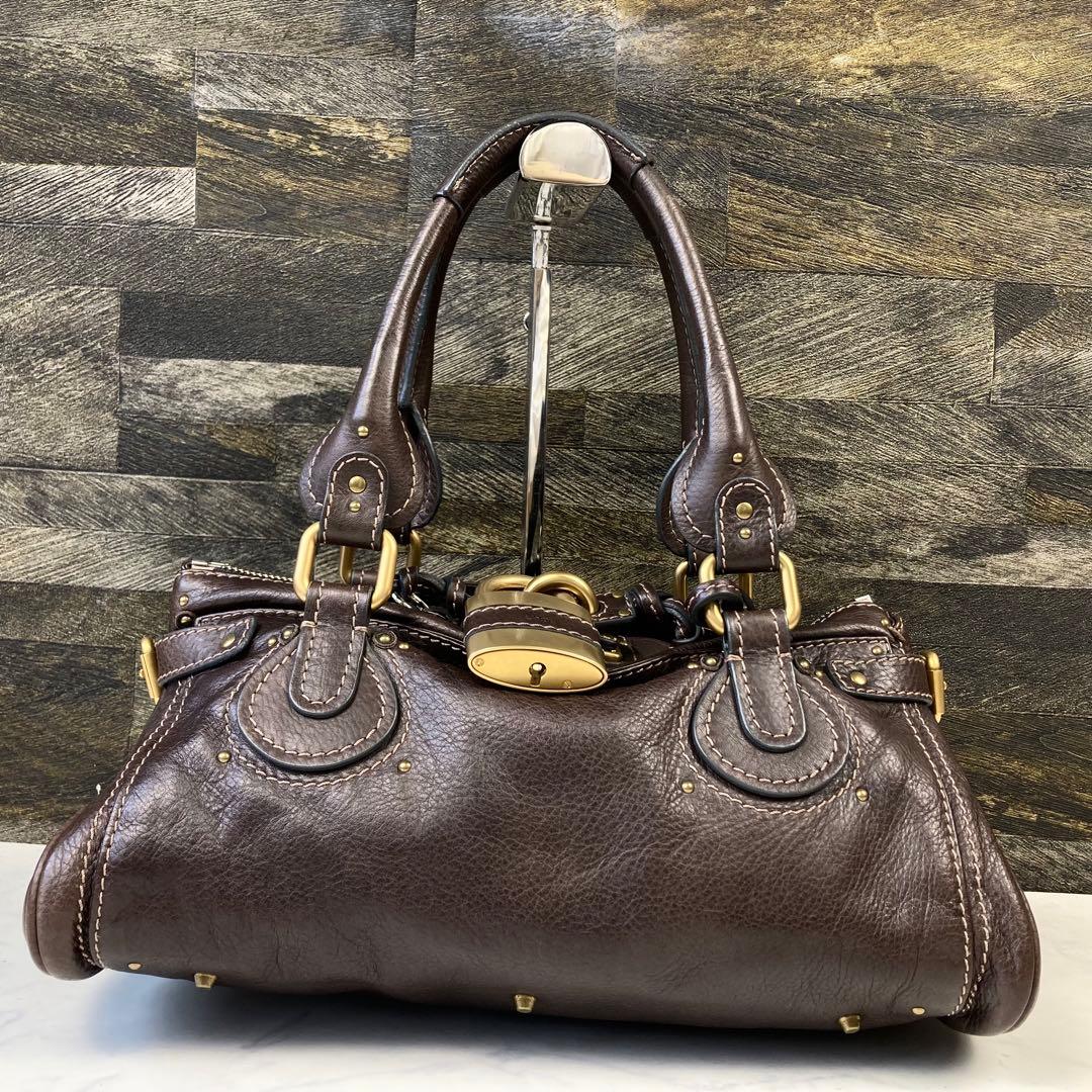 極美品 Chloe パディントン ハンドバッグ 南京錠 ダークブラウン レザー