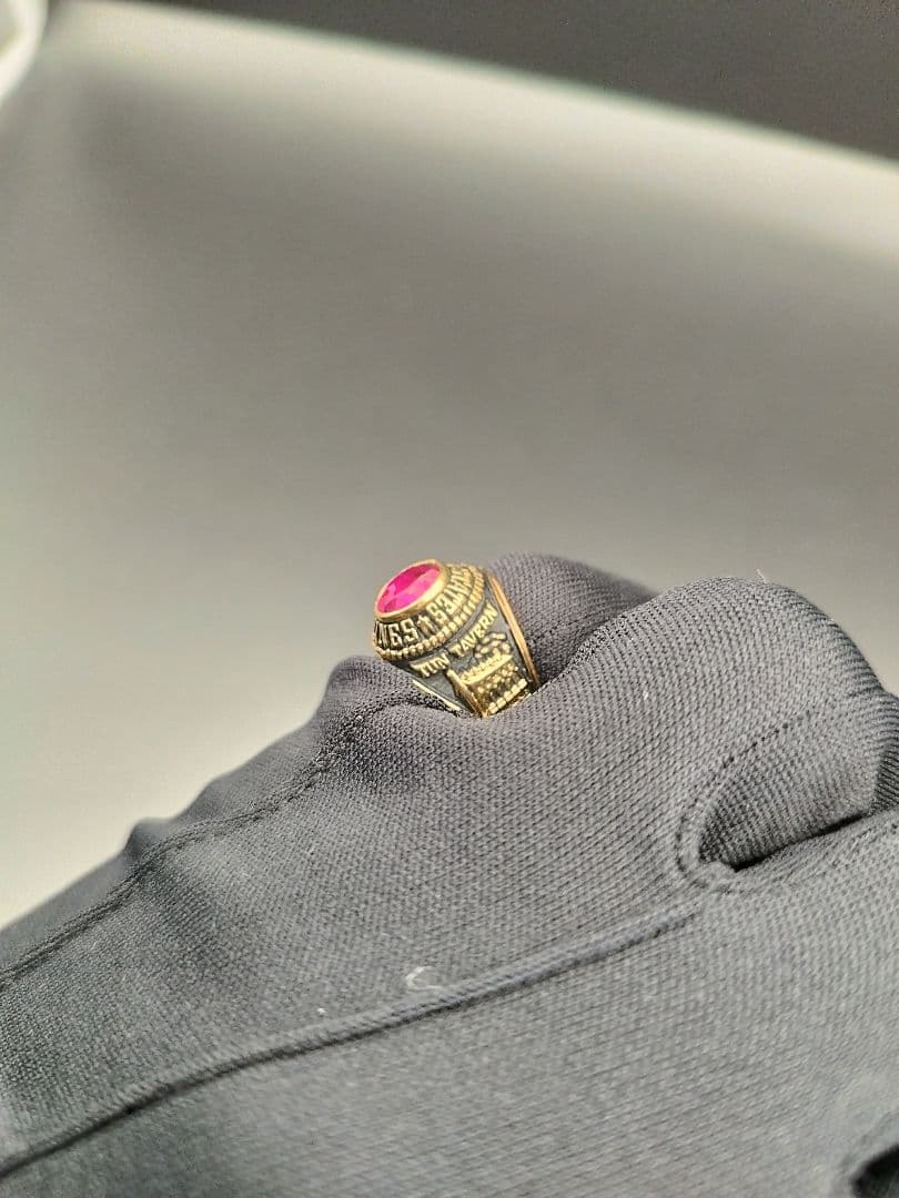 カレッジリング 18KT G.E. A.T.L. リング指輪 レッドストーン