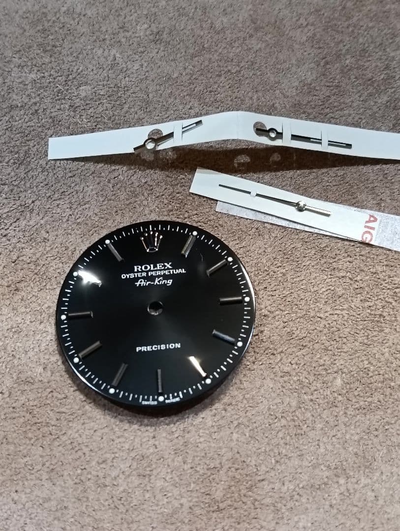 ロレックス　14000 エアキング　黒文字盤　針付き　air king