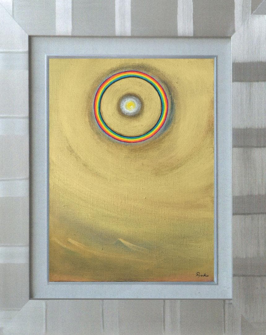 油絵 菅家令子 絵 絵画インテリア額付(黒) F4-G202023 風景祈り奇跡