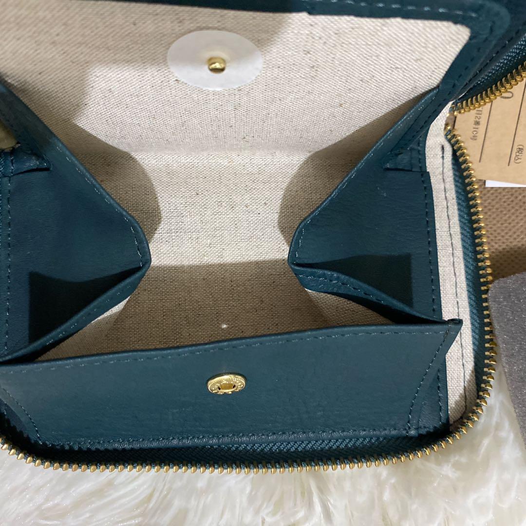 未使用 クレドラン2つ折り財布 ネイビーグリーン