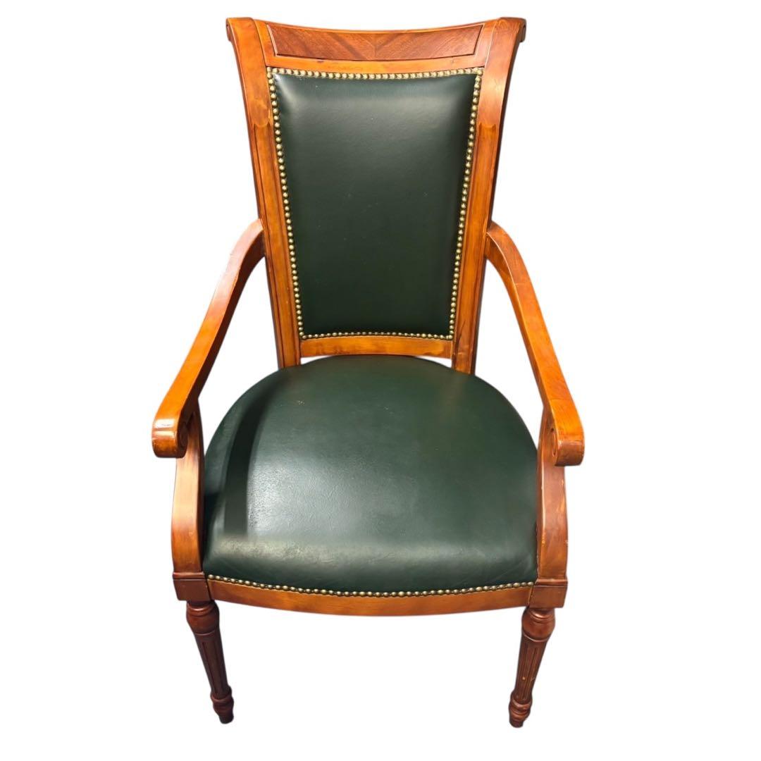 限定配送 書斎机 キドニーデスク 椅子セット マホガニー材 イタリア製 羽 F