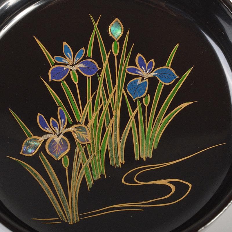 茶道具　蒔絵師　中出松峰作　白檀塗　螺鈿装飾　八ッ橋蒔絵　中棗　共箱　V6444